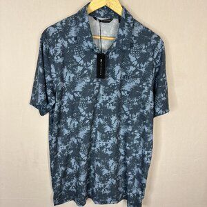 Travis Mathew Featherweight Polo Men Large Dark Teal Floral Golf Shirt NWT